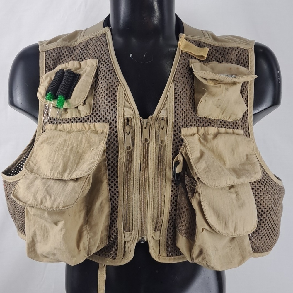 Vintage PFG Columbia fishing hunting outdoors multipocket tan mesh Men's XL vest
